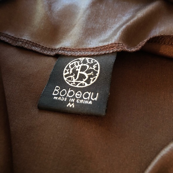 2/$15 Bobeau Brown Satin Drape Top - Picture 4 of 4